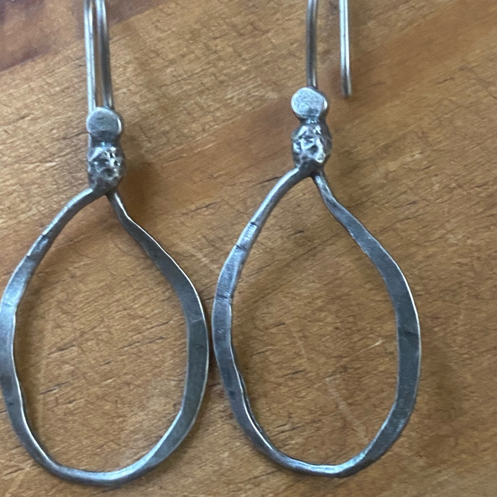 Artisan Hammered Silver Earring - image 4